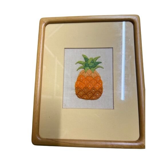 Beautiful Cross Stitch Pineapple 1990 Welcome Professionally Picture Framed - Picture 4 of 10